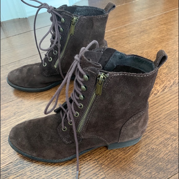 Sam Edelman Mackay Brown Suede Combat Booties - Picture 2 of 5